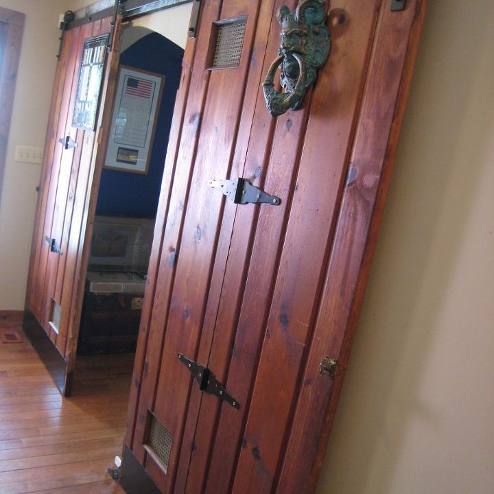 sliding doors add personality to a dull hallway, doors, foyer, home decor, woodworking projects
