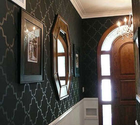 stylish entryway ideas using wall stencils, flooring, foyer, home decor, home improvement, painted furniture, painting, wall decor