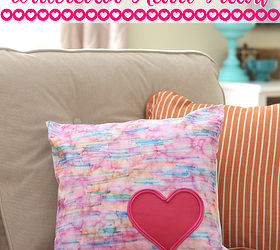 diy watercolor heart embellished pillow, crafts, how to, living room ideas, seasonal holiday decor, valentines day ideas