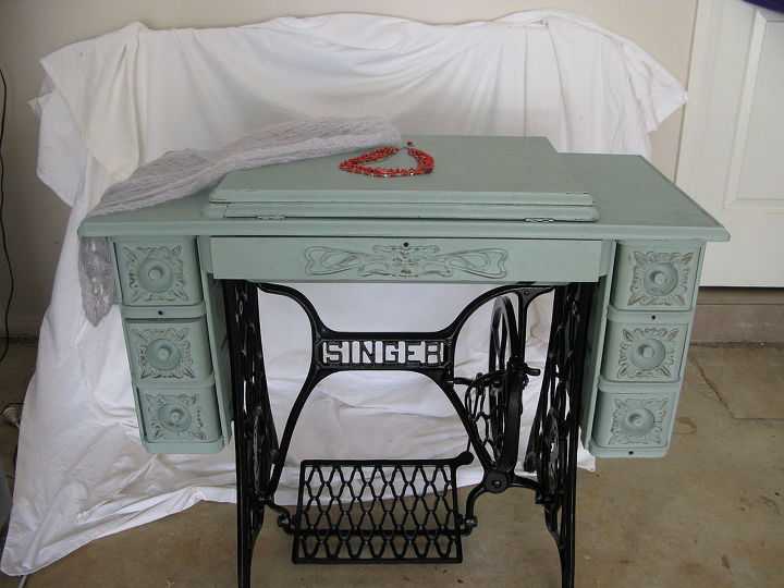 singer treadle sewing machine cabinet gets a makeover in