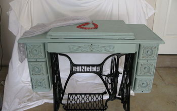 Singer Treadle Sewing Machine Cabinet Gets a Makeover in Duck Egg Blue