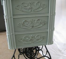 singer treadle sewing machine cabinet gets a makeover in duck egg blue