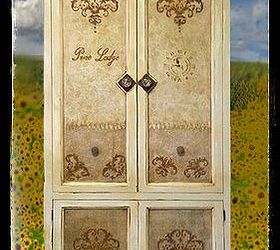 antique look painted cabinet, decoupage, painted furniture