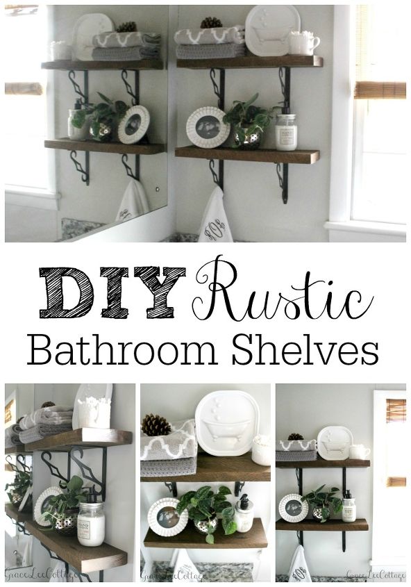 diy rustic bathroom shelves, bathroom ideas, shelving ideas
