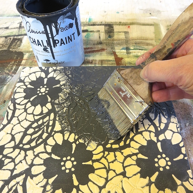 use wood icing a stencil and silver leaf to create industrial art, chalk paint, crafts, how to, products