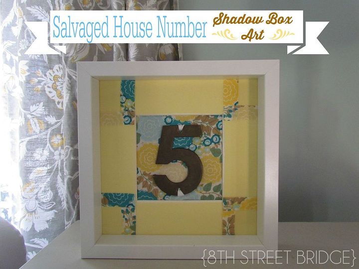 salvaged house number in a shadow box art, crafts, repurposing upcycling