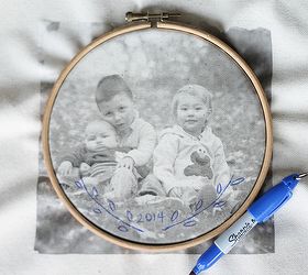 embroidered photo transfer, crafts, how to, reupholster