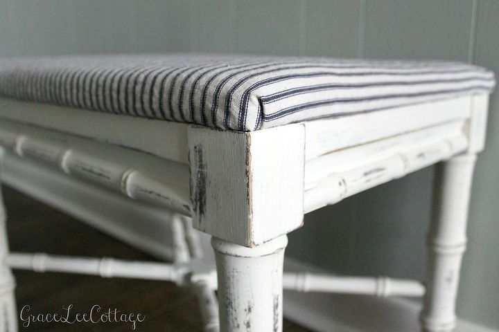 thrifty chic diy vintage bench makeover, chalk paint, how to, painted furniture, repurposing upcycling, reupholster