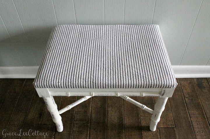 thrifty chic diy vintage bench makeover, chalk paint, how to, painted furniture, repurposing upcycling, reupholster