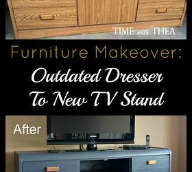 furniture makeover from old outdated dresser to new stunning tv stand, chalk paint, painted furniture, repurposing upcycling