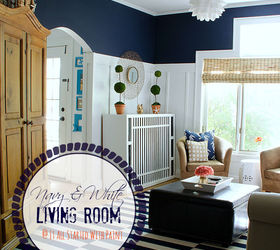 board batten navy and white living room