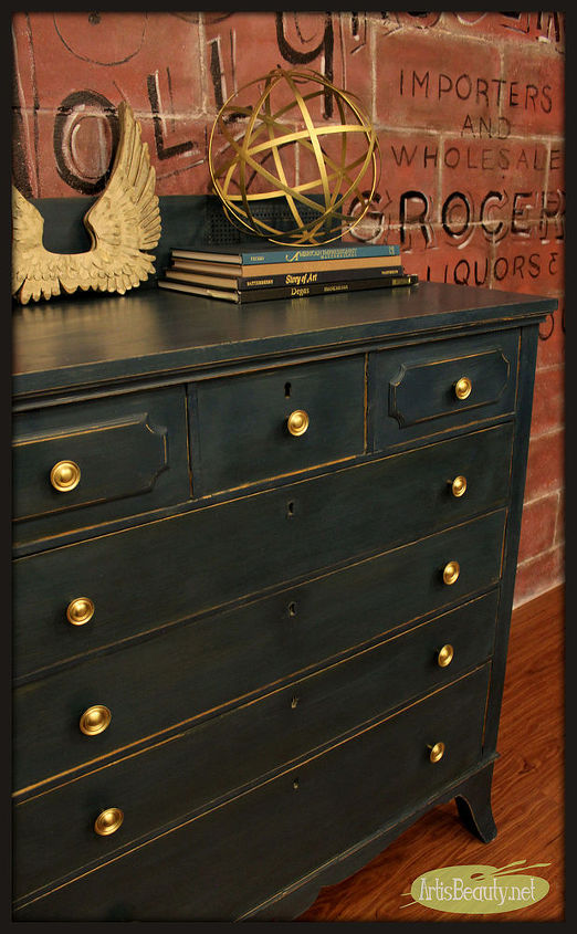custom blue chest of drawers starry night blue makeover, painted furniture