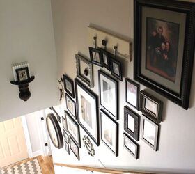 stairway gallery wall and entryway makeover, foyer, repurposing upcycling, stairs, wall decor