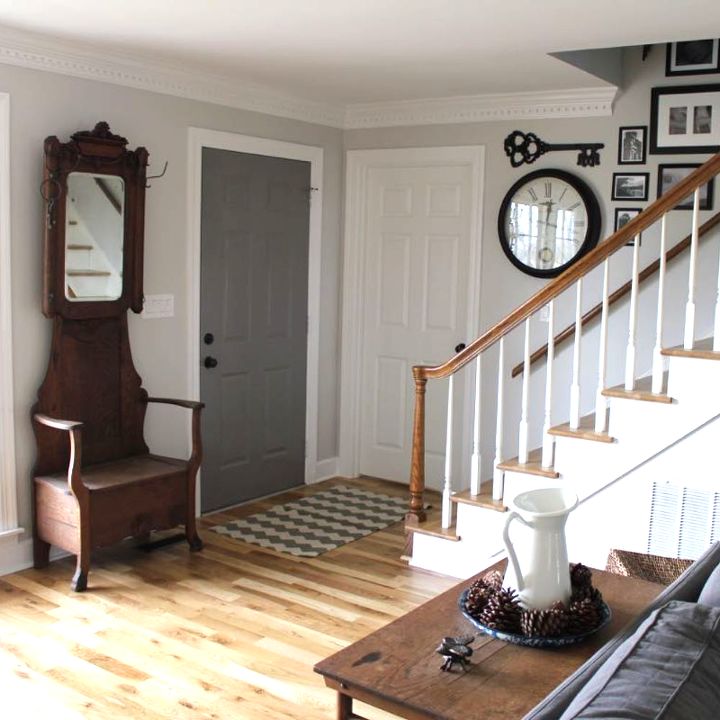 stairway gallery wall and entryway makeover, foyer, repurposing upcycling, stairs, wall decor