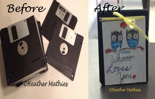 repurposed floppy disks to valentine gift, crafts, how to, repurposing upcycling, seasonal holiday decor, valentines day ideas