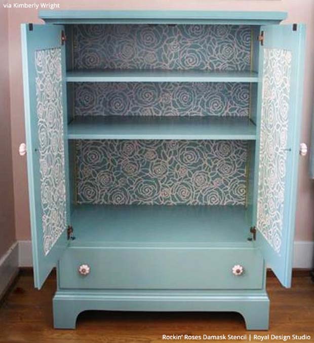 stenciled surprises are great painted furniture ideas