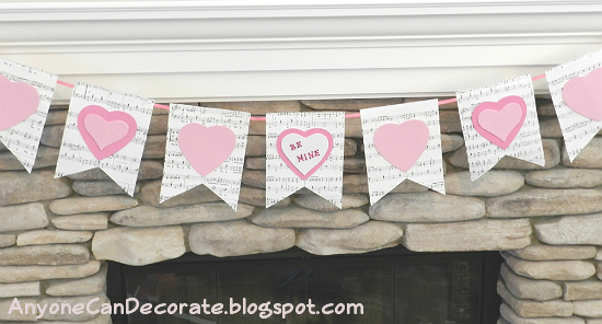 simple no sew bunting flag valentine decor idea, fireplaces mantels, how to, repurposing upcycling, seasonal holiday decor, valentines day ideas