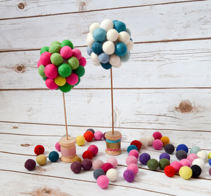 felt ball trees, crafts, how to, repurposing upcycling