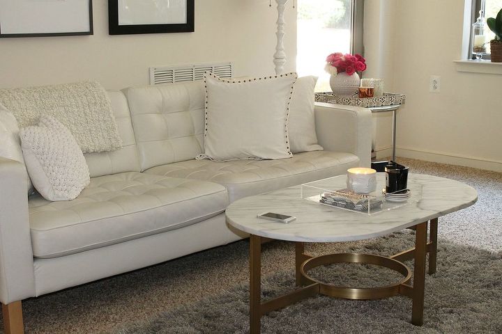 white living room makeover, living room ideas, reupholster