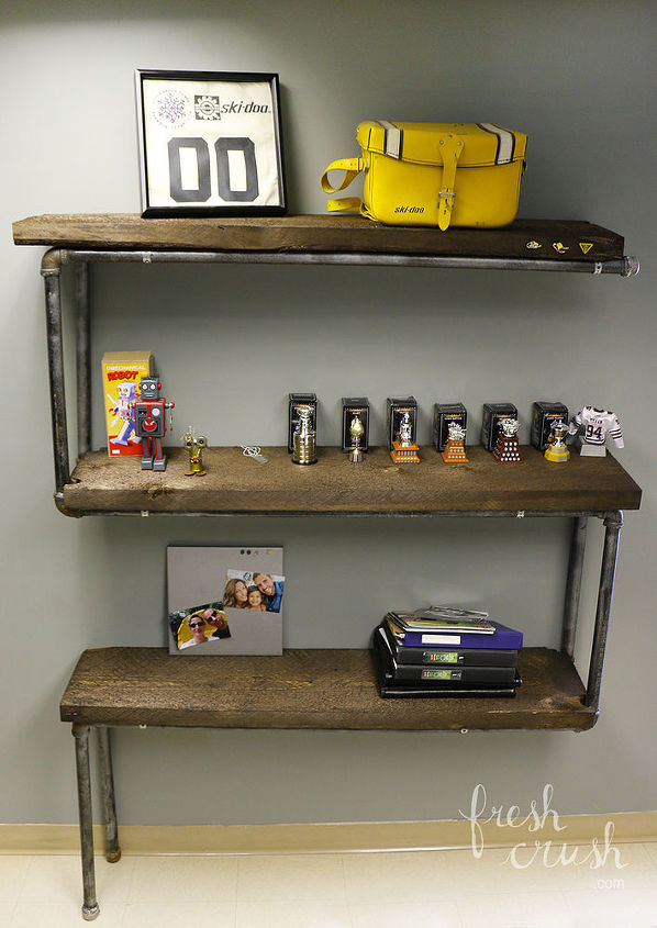 industrial pipe shelving, diy, how to, repurposing upcycling, shelving ideas, storage ideas, wall decor