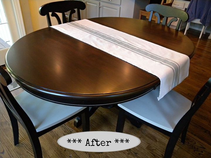Kitchen Table And Chair Makeover With Stain And Paint Hometalk
