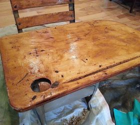 vintage child s desk with modern masters general finishes products, painted furniture, repurposing upcycling, Stripping the wood