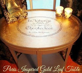 paris inspired gold leaf side table by french country design home, chalk paint, how to, painted furniture