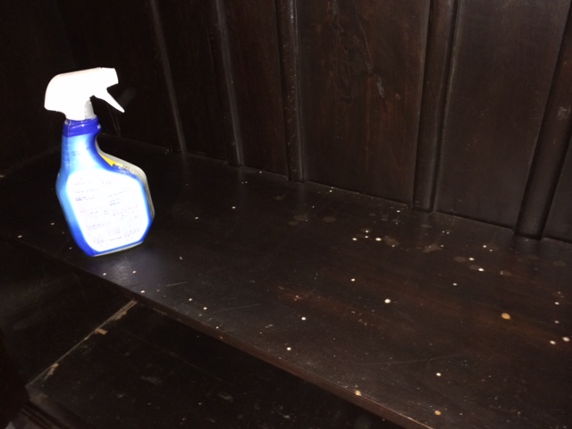 la forma ms rpida de eliminar el olor a moho de la casa, Este viejo armario de madera ten a manchas blancas que no mejoraron despu s de usar Clorox Cleanup o lej a y agua al 50 50