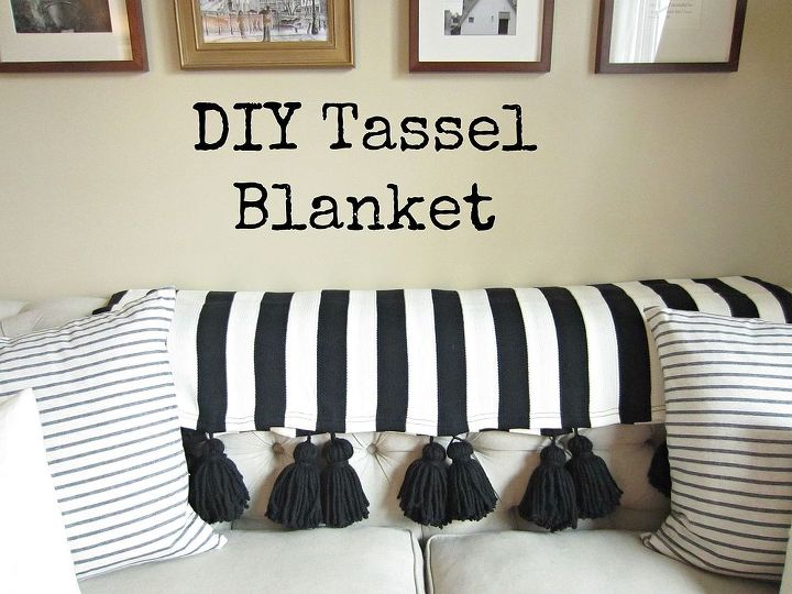 diy yarn tassel throw, crafts, how to, living room ideas, reupholster