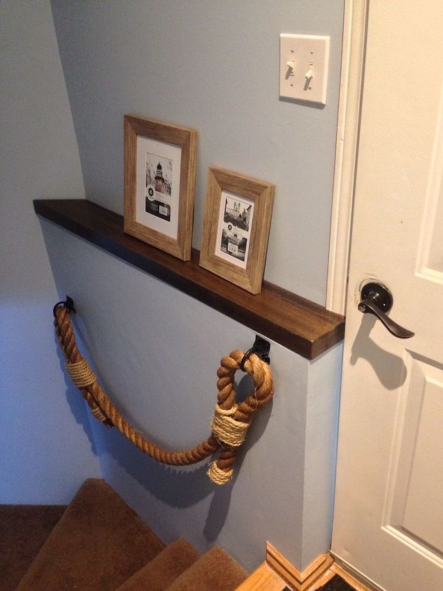 nautical themed stairway makeover, repurposing upcycling, stairs, wall decor