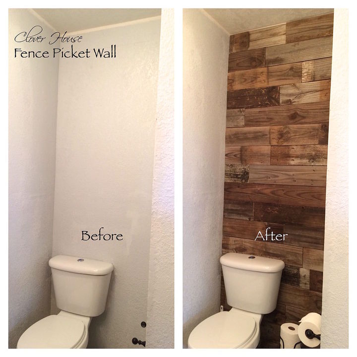 fence picket wall, bathroom ideas, how to, repurposing upcycling, wall decor, woodworking projects