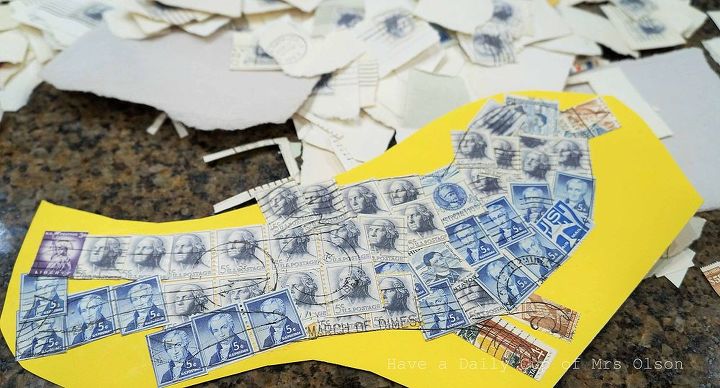 creating art with old postage stamps, crafts, how to, repurposing upcycling
