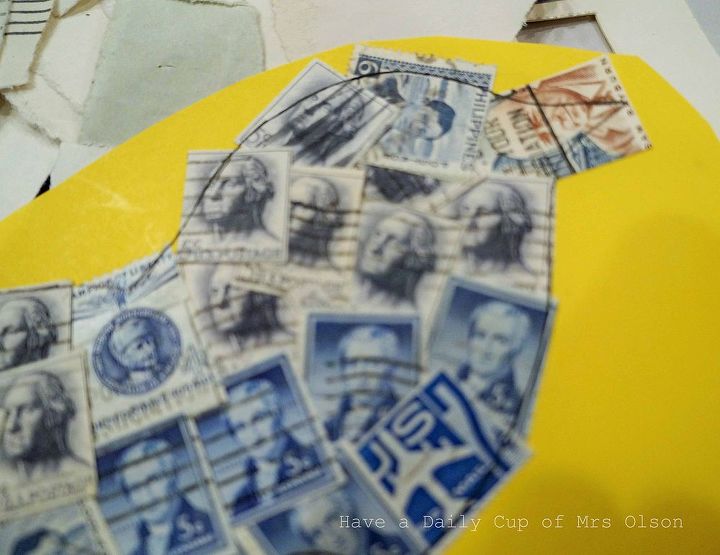 creating art with old postage stamps, crafts, how to, repurposing upcycling