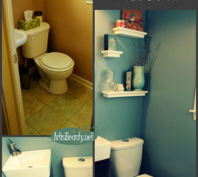 finished tiny half bathroom powder room remodel, bathroom ideas, diy, home decor, home improvement, tile flooring