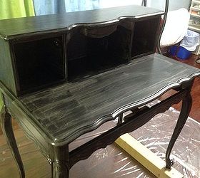 what every well dressed woman needs is a little black desk, painted furniture, reupholster, Yikes
