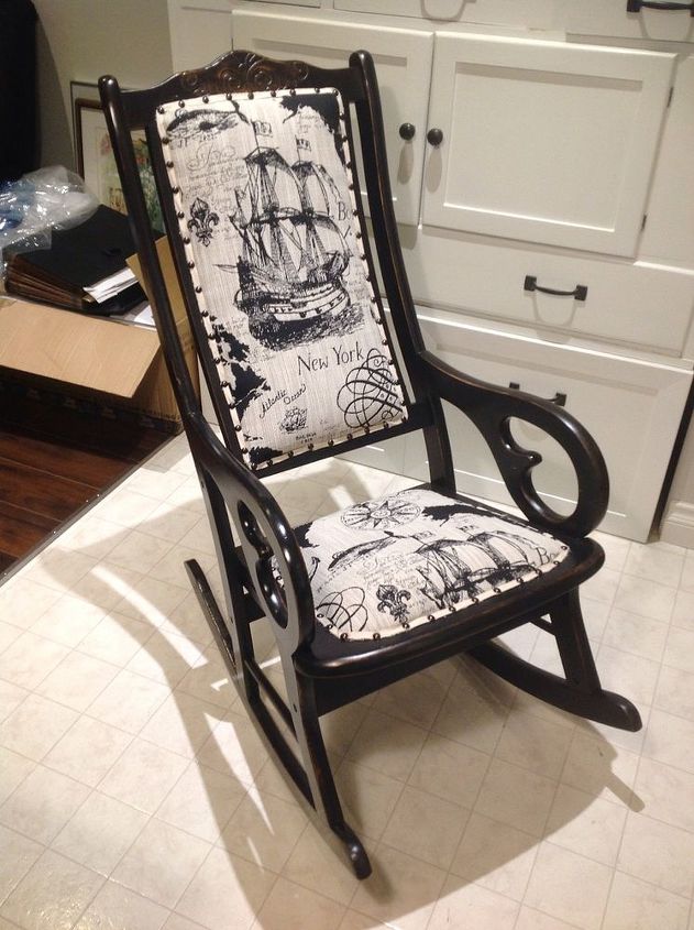 antique rocking chair update, painted furniture, repurposing upcycling, reupholster