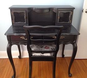 what every well dressed woman needs is a little black desk, painted furniture, reupholster