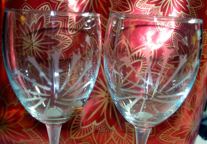 dandelion etched wine glasses, crafts, how to