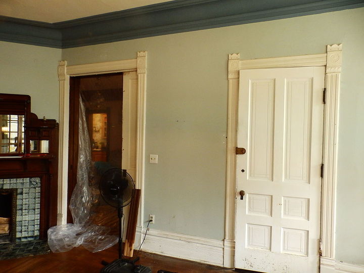 victorian dinning room painting faux wood grain doors trim, Lots of wood A pocket door open porch door