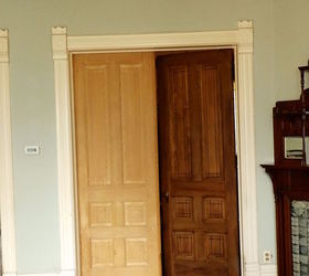 victorian dinning room painting faux wood grain doors trim, Eastlake double doors