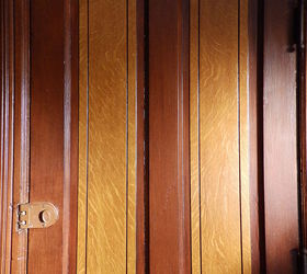 victorian dinning room painting faux wood grain doors trim, Porch door panels lightened with drying