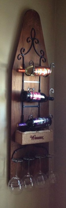 ironing board wine rack, dining room ideas, repurposing upcycling, wall decor