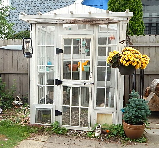 greenhouse made from vintage windows
