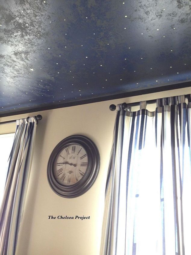 diy faux midnight painted ceiling, painting, wall decor