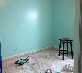 hot pink and turquoise girls bedroom makeover, bedroom ideas, Painting the walls turquoise for the girls