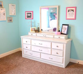 hot pink and turquoise girls bedroom makeover, bedroom ideas, White Dresser with Turquoise Walls and pink