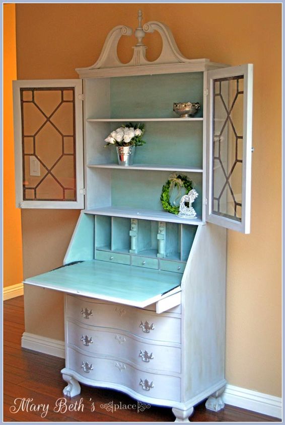 paris chic secretary, chalk paint, painted furniture