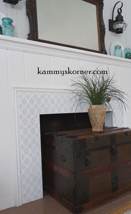 painting and stenciling on a granite fireplace, fireplaces mantels, how to, painting