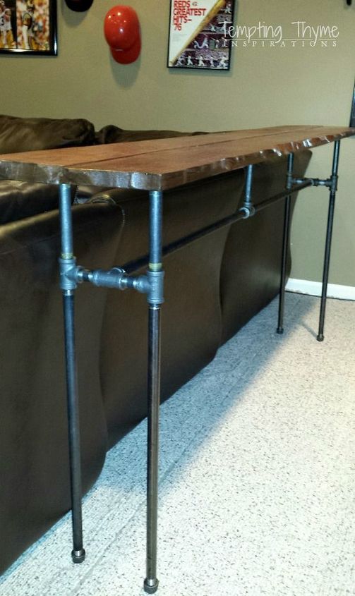 diy industrial pipe sofa table, diy, how to, painted furniture, repurposing upcycling, rustic furniture