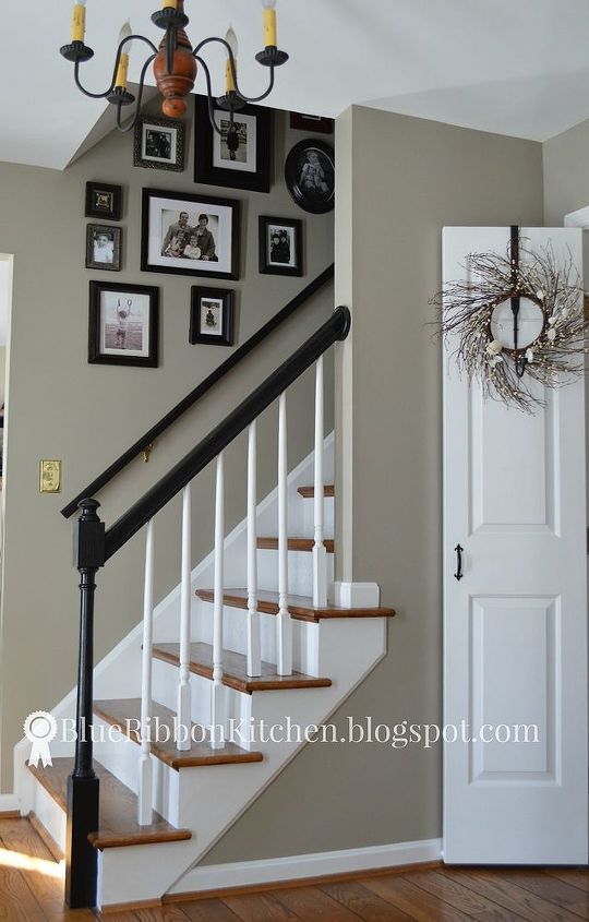 50 shades of gray paint updating an entry with a fresh coat of paint, foyer, paint colors, painting, stairs